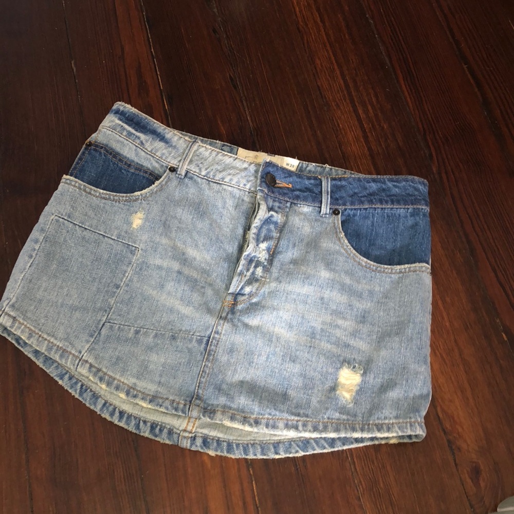 Free people patchwork jean skirt